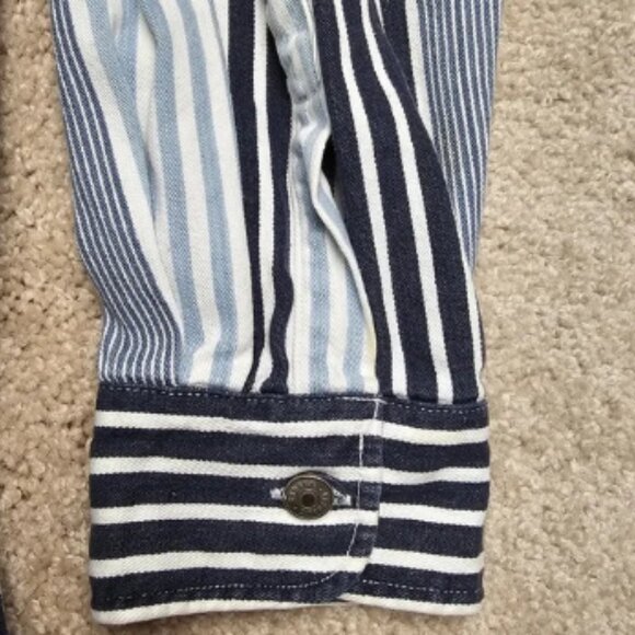 Vintage Banana Republic Safari & Travel Blue Multi Striped Button Down Shirt XL - Picture 2 of 8